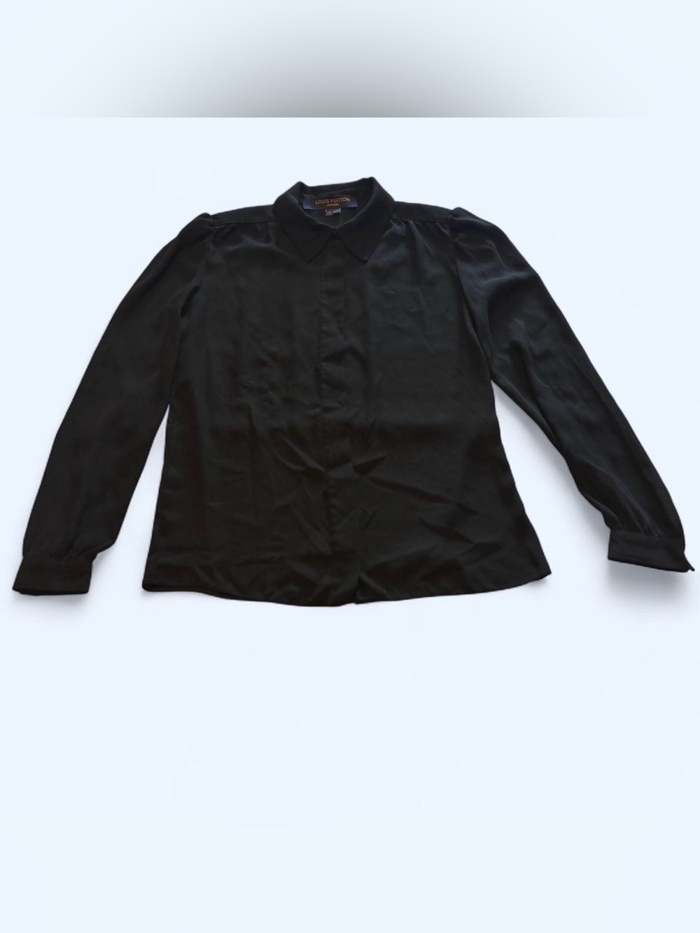 Louis Vuitton Uniforms Sheer Black Long Sleeve Blouse Collared EU 36 US 4
